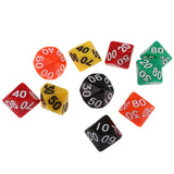 Maxbell Pack of 10 Acrylic Ten Sided D(00-90) Dices for D&D TRPG Party Game Toys