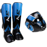 Maxbell Instep Pads MMA Leg Foot Guards Muay Thai Kick Boxing Shin Guards + Helmet