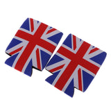 Maxbell 2 Pair Britain UK Flag Stubby Beer Soda Tin Can Chilling Wrap Cooler Holder