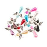 Maxbell 20 Pieces Angel Wing Charms Pearl Drop Beads Pendant DIY Jewelry Findings