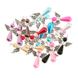 Maxbell 20 Pieces Angel Wing Charms Pearl Drop Beads Pendant DIY Jewelry Findings