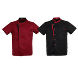 Maxbell Unisex Chef Jacket Coat Short Sleeves Shirt Hotel Kitchen Uniform Black Set