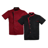 Maxbell Unisex Chef Jacket Coat Short Sleeves Shirt Hotel Kitchen Uniform Black Set