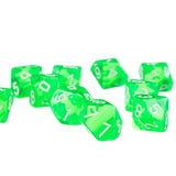 Maxbell 20pcs D10 Green & Orange Ten Sided Gem Dice for RPG Dungeons & Dragons Games