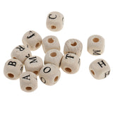 Maxbell 200 Pieces Wooden Letters Cube Beads Jewelry Making 10mm White Multicolor