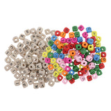 Maxbell 200 Pieces Wooden Letters Cube Beads Jewelry Making 10mm White Multicolor