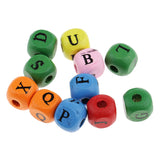 Maxbell 200 Pieces Wooden Letters Cube Beads Jewelry Making 10mm White Multicolor