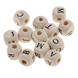 Maxbell 200 Pieces Wooden Letters Cube Beads Jewelry Making 10mm White Multicolor