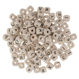 Maxbell 200 Pieces Wooden Letters Cube Beads Jewelry Making 10mm White Multicolor