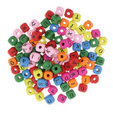 Maxbell 200 Pieces Wooden Letters Cube Beads Jewelry Making 10mm White Multicolor