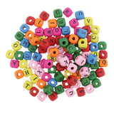 Maxbell 200 Pieces Wooden Letters Cube Beads Jewelry Making 10mm White Multicolor