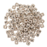 Maxbell 200 Pieces Wooden Letters Cube Beads Jewelry Making 10mm White Multicolor