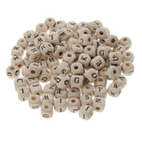 Maxbell 200 Pieces Wooden Letters Cube Beads Jewelry Making 10mm White Multicolor