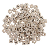 Maxbell 200 Pieces Wooden Letters Cube Beads Jewelry Making 10mm White Multicolor