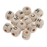 Maxbell 200 Pieces Wooden Letters Cube Beads Jewelry Making 10mm White Multicolor