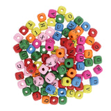 Maxbell 200 Pieces Wooden Letters Cube Beads Jewelry Making 10mm White Multicolor