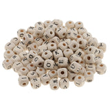 Maxbell 200 Pieces Wooden Letters Cube Beads Jewelry Making 10mm White Multicolor