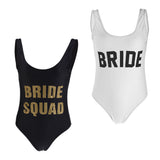 Maxbell Bride Squad Bride Letters Women Bikini Bodysuit Swimsuit Beachwear Monokini