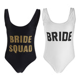 Maxbell Bride Squad Bride Letters Women Bikini Bodysuit Swimsuit Beachwear Monokini