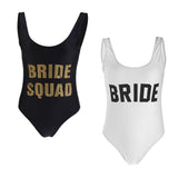 Maxbell Bride Squad Bride Letters Women Bikini Bodysuit Swimsuit Beachwear Monokini