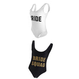Maxbell Bride Squad Bride Letters Women Bikini Bodysuit Swimsuit Beachwear Monokini