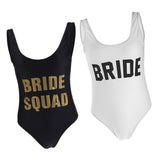 Maxbell Bride Squad Bride Letters Women Bikini Bodysuit Swimsuit Beachwear Monokini