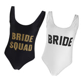 Maxbell Bride Squad Bride Letters Women Bikini Bodysuit Swimsuit Beachwear Monokini
