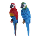 Maxbell 2x Realistic Parrot Resin Bird Animal Ornament Hanging 31cm Red & Blue