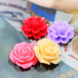 Maxbell 70 Pieces Mixed Resin Flatbacks Rose Flowers Cookies Cabochons Scrapbooking