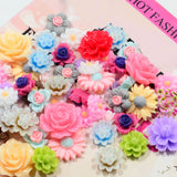 Maxbell 70 Pieces Mixed Resin Flatbacks Rose Flowers Cookies Cabochons Scrapbooking
