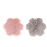 Maxbell 2Pcs Flower Fluffy Mat Shaggy Area Rug Seat Cushion Mat Light Pink/Gray