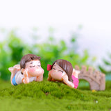 Maxbell 4pcs Miniature Couples Fairy Garden Micro Landscape Bonsai Pot Decor Lying