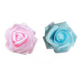 Maxbell 100x Foam Rose Heads Artificial Flower Bridal Bouquet Decor Light Blue+Pink