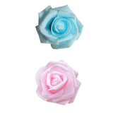 Maxbell 100x Foam Rose Heads Artificial Flower Bridal Bouquet Decor Light Blue+Pink