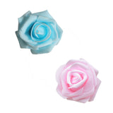 Maxbell 100x Foam Rose Heads Artificial Flower Bridal Bouquet Decor Light Blue+Pink