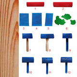 Maxbell 2Pcs Wood Graining Pattern Rubber Painting Tool With Handle Wall Decor