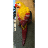 Maxbell 2x Realistic Parrot Resin Bird Animal Ornament Hanging 38cm Yellow & Red