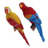 Maxbell 2x Realistic Parrot Resin Bird Animal Ornament Hanging 38cm Yellow & Red