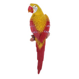 Maxbell 2x Realistic Parrot Resin Bird Animal Ornament Hanging 38cm Yellow & Red