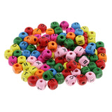 Maxbell 200 Pieces Wooden Alphabet Letters Cube Beads Jewelry Making 10mm Multicolor