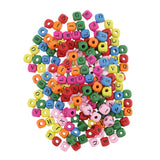 Maxbell 200 Pieces Wooden Alphabet Letters Cube Beads Jewelry Making 10mm Multicolor