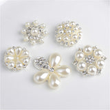 Maxbell 10 Pieces Assorted Pearl Rhinestone Flatback Buttons Embellishment DIY Craft