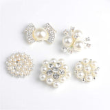 Maxbell 10 Pieces Assorted Pearl Rhinestone Flatback Buttons Embellishment DIY Craft