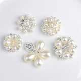 Maxbell 10 Pieces Assorted Pearl Rhinestone Flatback Buttons Embellishment DIY Craft