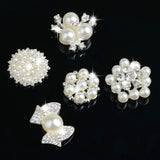 Maxbell 10 Pieces Assorted Pearl Rhinestone Flatback Buttons Embellishment DIY Craft