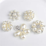 Maxbell 10 Pieces Assorted Pearl Rhinestone Flatback Buttons Embellishment DIY Craft