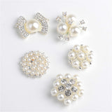 Maxbell 10 Pieces Assorted Pearl Rhinestone Flatback Buttons Embellishment DIY Craft