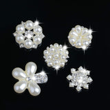 Maxbell 10 Pieces Assorted Pearl Rhinestone Flatback Buttons Embellishment DIY Craft