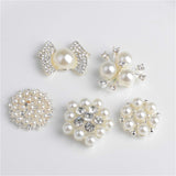 Maxbell 10 Pieces Assorted Pearl Rhinestone Flatback Buttons Embellishment DIY Craft