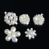 Maxbell 10 Pieces Assorted Pearl Rhinestone Flatback Buttons Embellishment DIY Craft